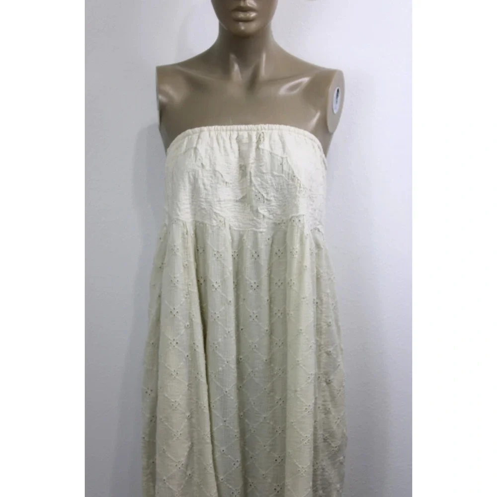 Free People Meant to Be Eyelet Strapless Midi Dress Boho Cottagecore Size S